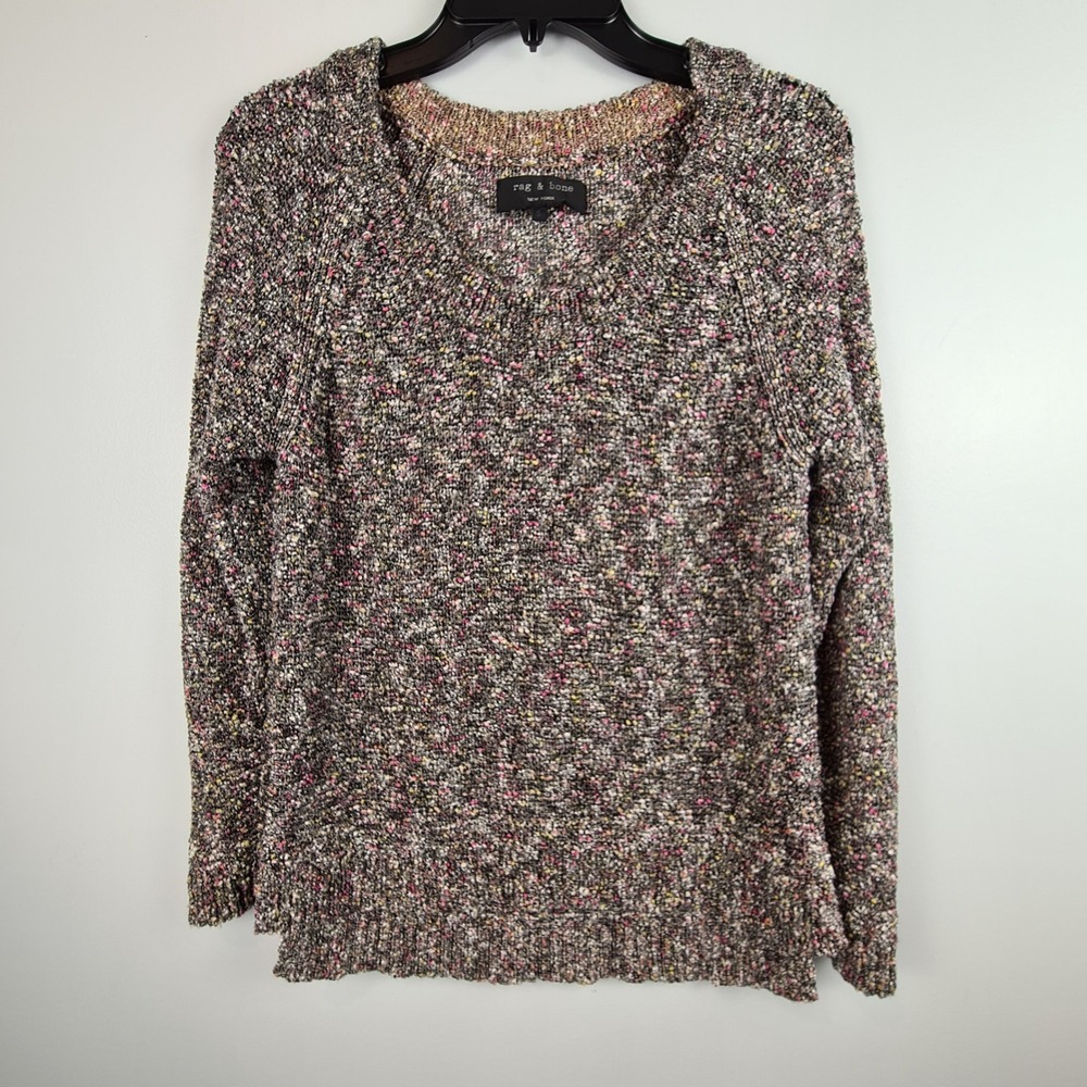 Rag & Bone New York‎ Women's Multicolor Speckled Sweater S Boucle Knit Brown